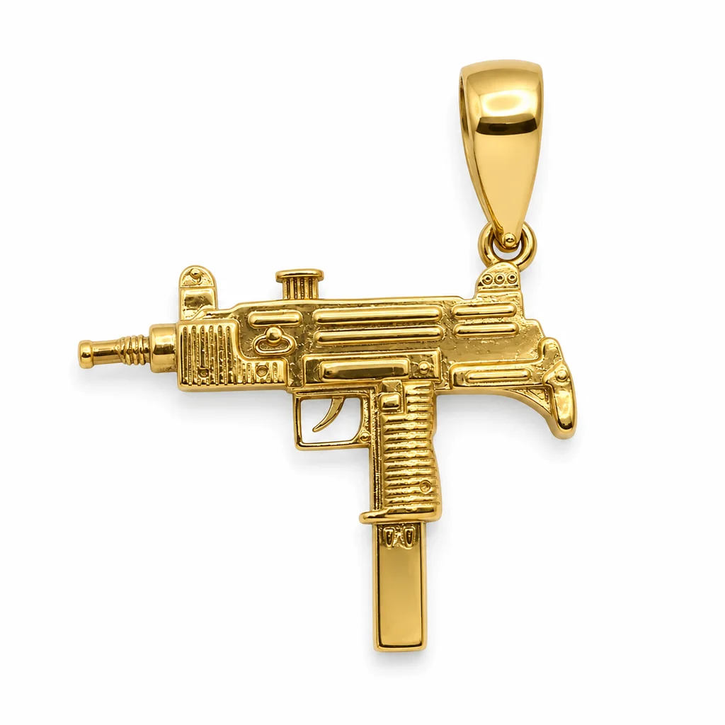 14 kt Gold Uzi-Anhänger
