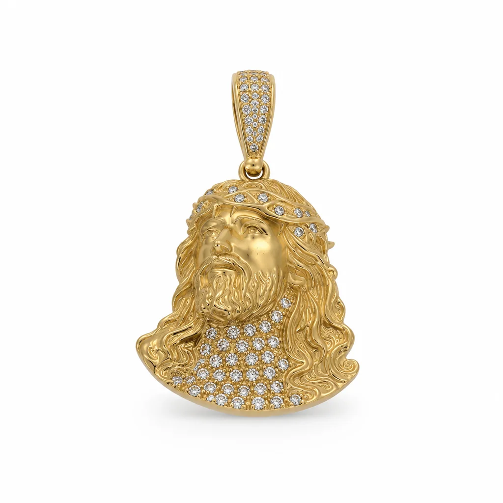 14 kt Gold Jesus-Kopf-Anhänger