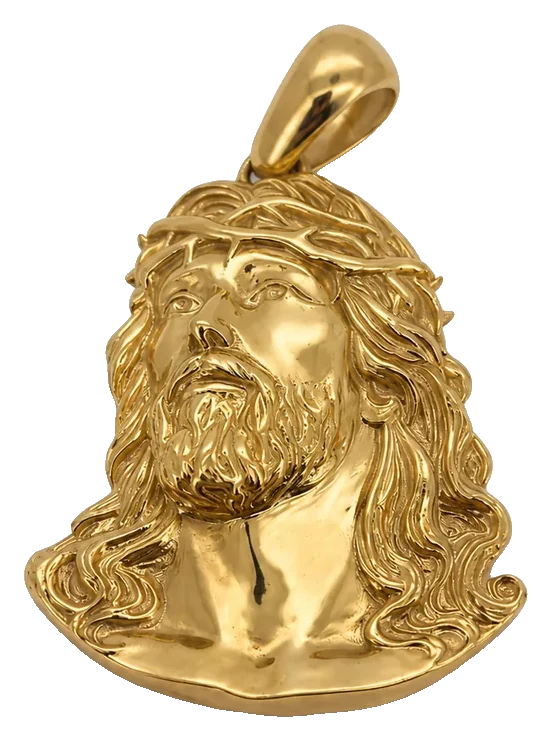 14 kt Gold Jesus-Kopf-Anhänger